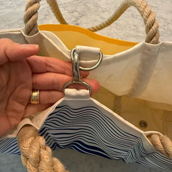Sea Bags Maine Blue Stripe Ogunquit Beach Tote preowned preloved - Picture 6 of 11